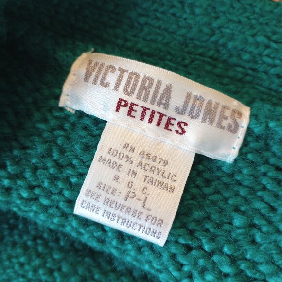 Vintage Kelly Green Cable Knit Sweater Vest sz L Petite - Picture 10 of 11